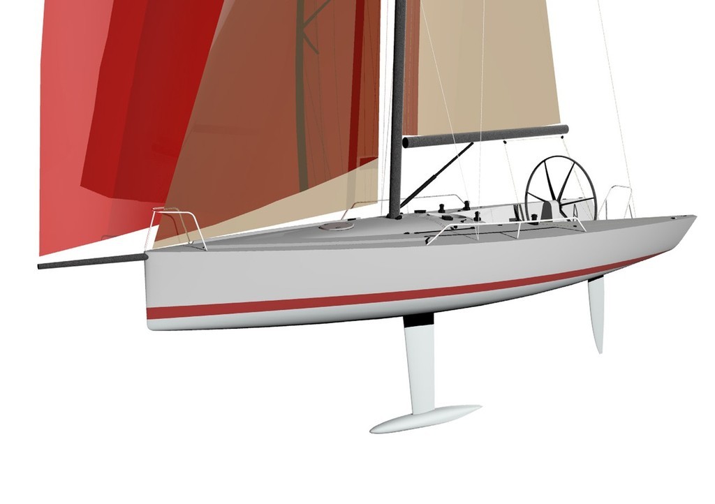 Korean Match 36 by Bakewell-White Yacht Design, about half the size but similar in hull style to the free design AC yachts © Bakewell-White Yacht Design www.bakewell-white.com/